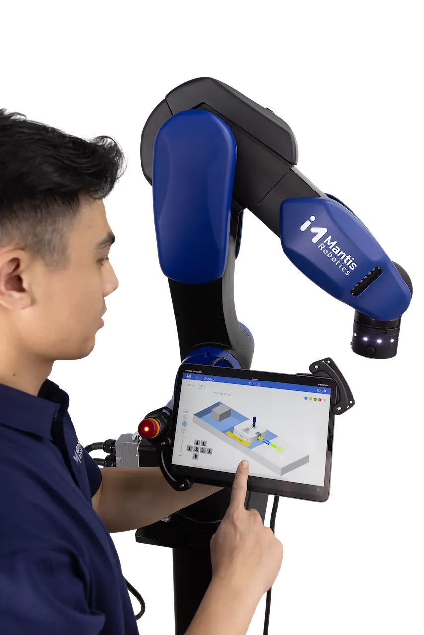 mantis robotics booth, trade show stand, automation showcase